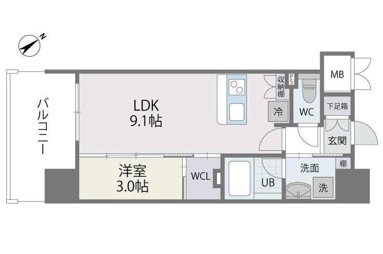 サニークレスト東比恵II(1LDK/2階)の間取り写真
