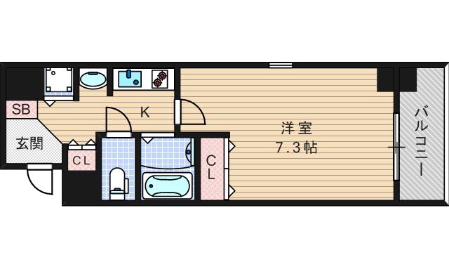 アーバンフラッツ難波東(1K/13階)の間取り写真
