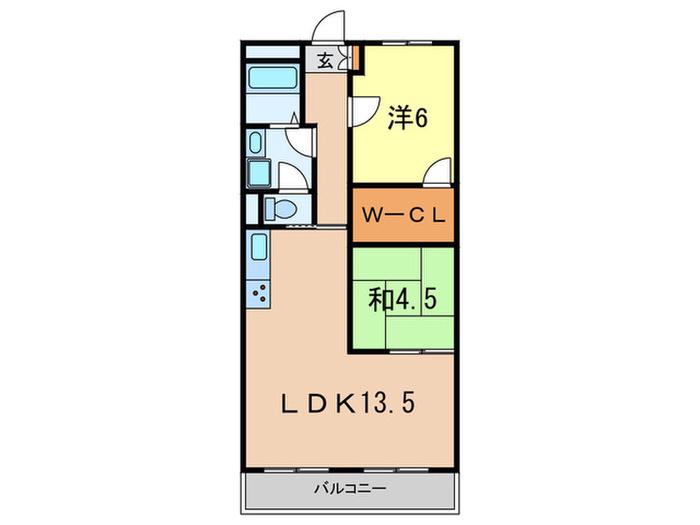 サンライフ熊野(2LDK/3階)の間取り写真