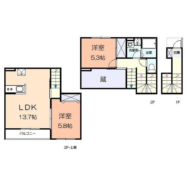 SUNNY COURT L(2LDK/2階)の間取り写真