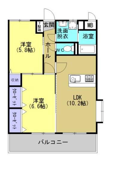 グランドオーク弐番館(2LDK/2階)の間取り写真