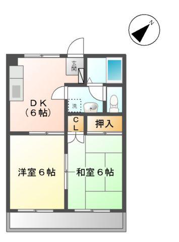 エレガンス美坂(2DK/1階)の間取り写真