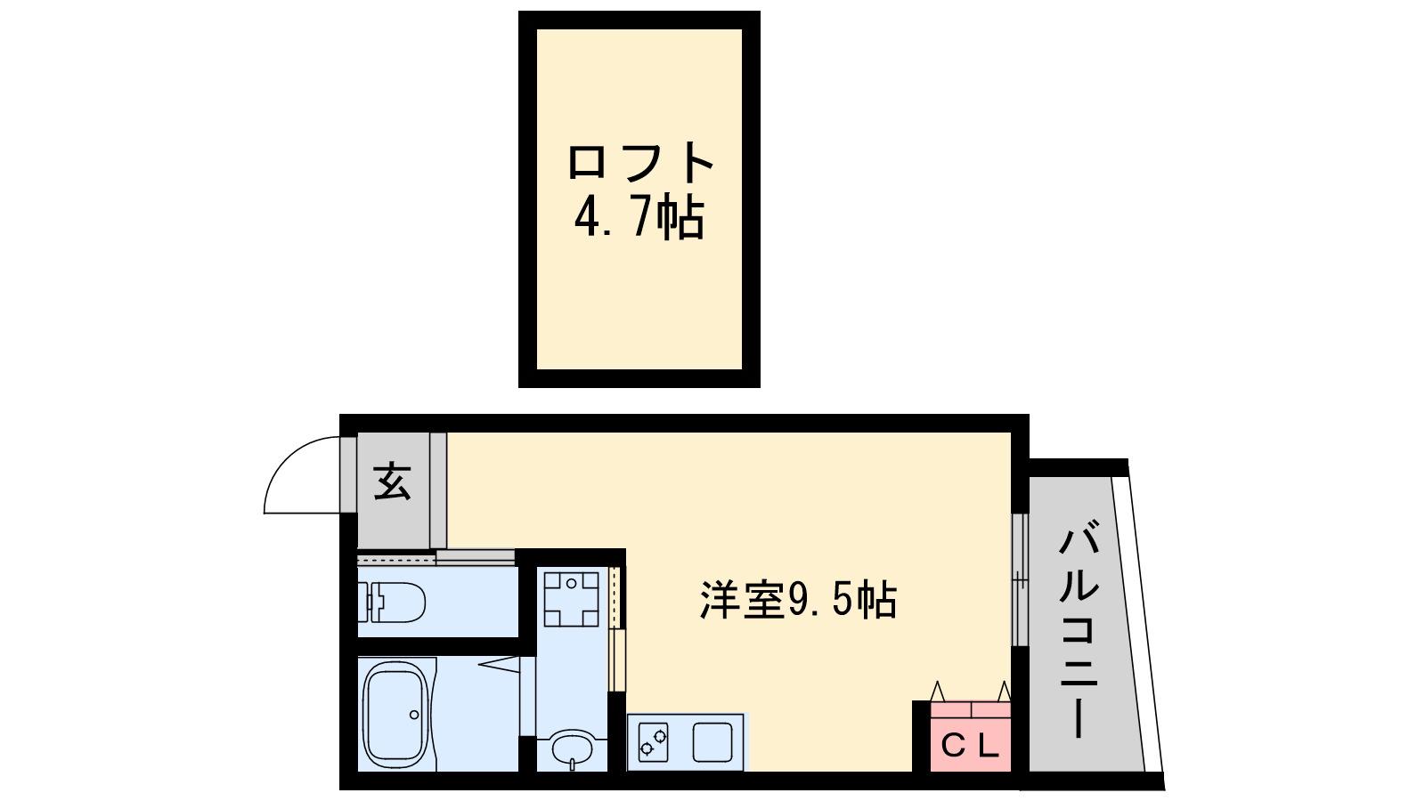 リヒト新大阪ウエスト(1DK/2階)の間取り写真