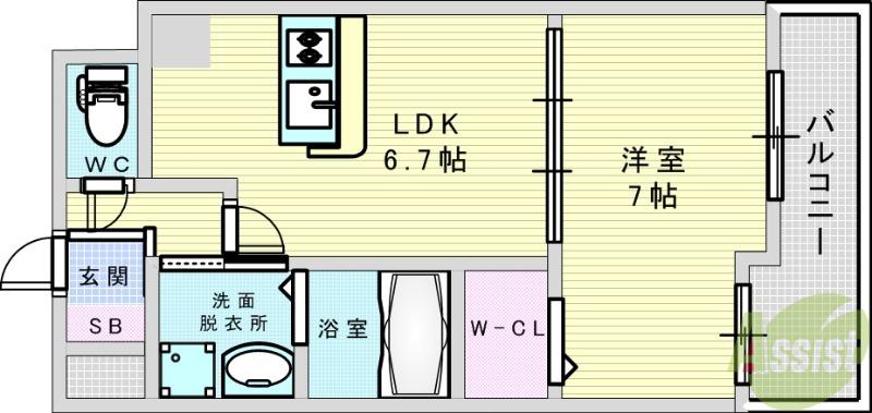 石塚ハイム(1LDK/3階)の間取り写真