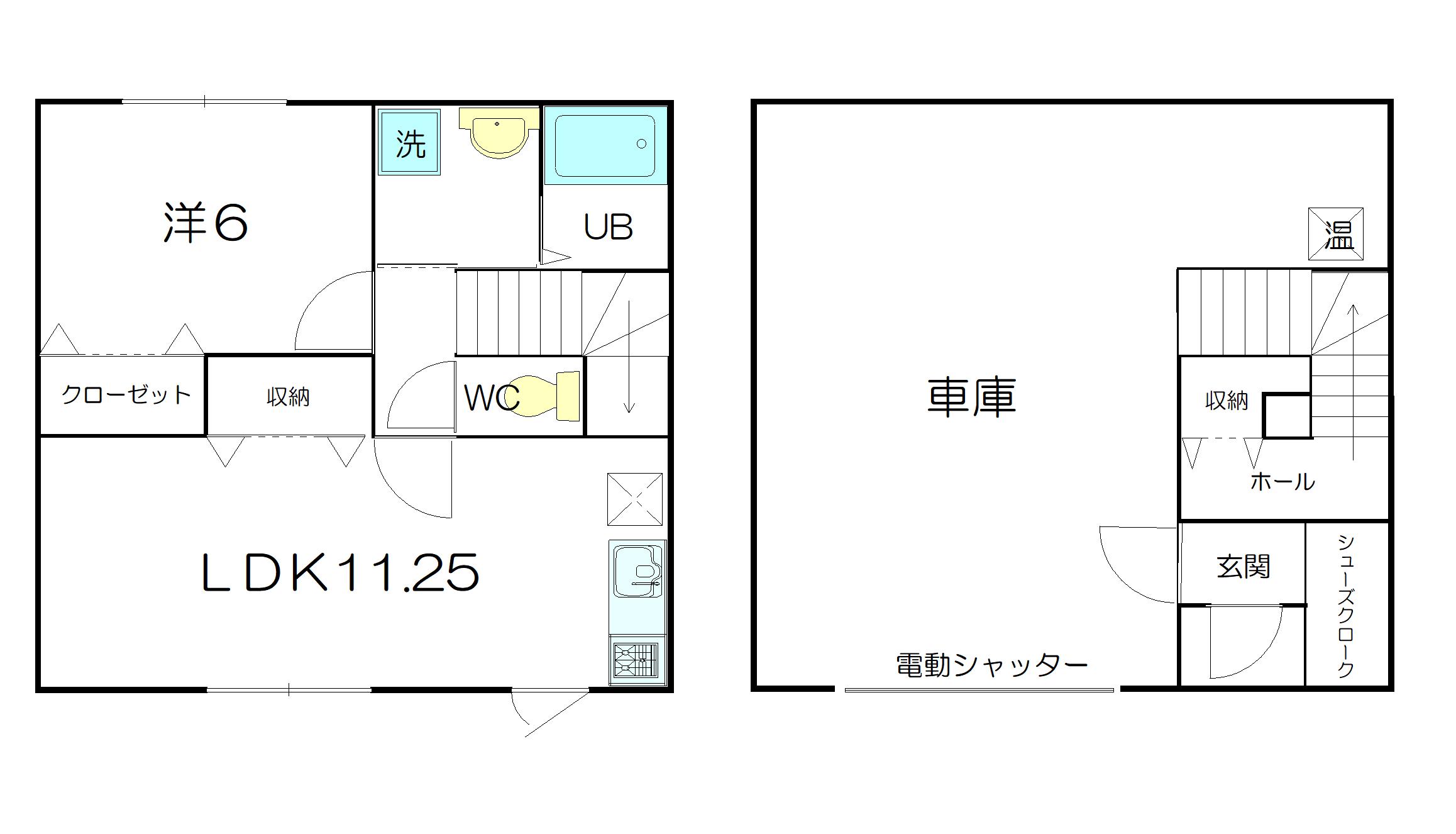 ガレージアパートK.A.ZAIFU(1LDK/2階)の間取り写真