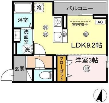 D-RESIDENCE明治中央(1LDK/3階)の間取り写真
