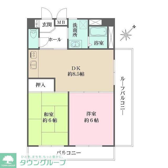 ビラ松濤(2DK/6階)の間取り写真