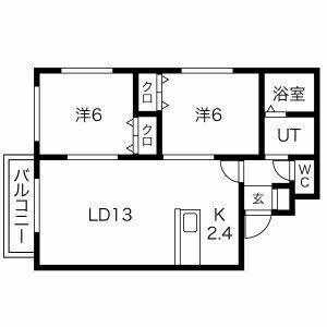 ビックブリッチ富丘(2LDK/3階)の間取り写真