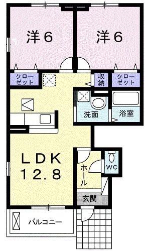 メゾンジュネスA(2LDK/1階)の間取り写真
