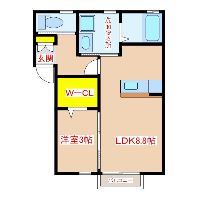 CHOUCHOU(1LDK/2階)の間取り写真