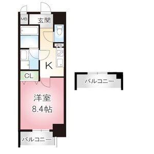ECRIN 上前津(1K/6階)の間取り写真