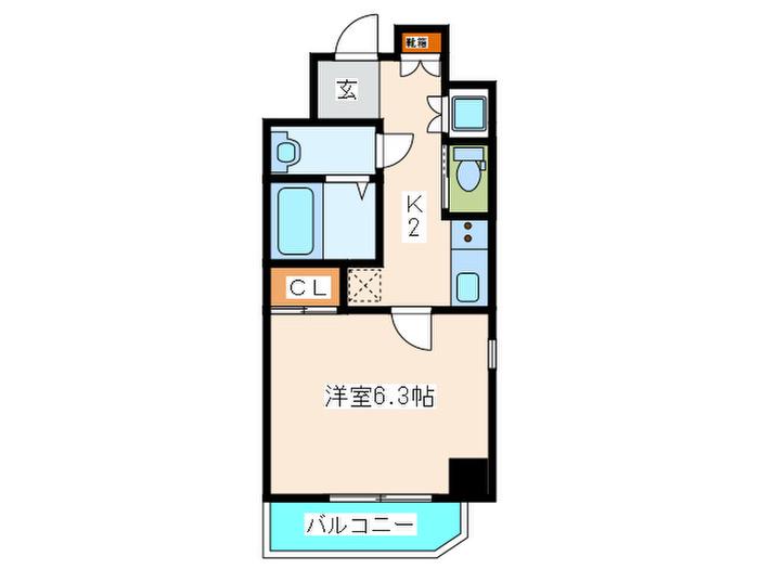 ララプレイス京町堀プロムナード(1K/9階)の間取り写真