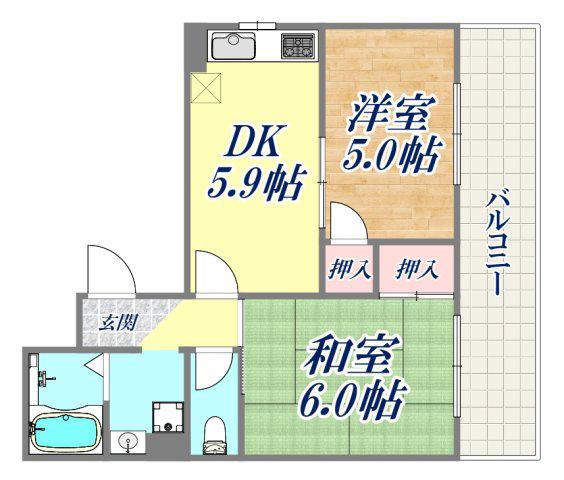 A.S.ONE(2DK/2階)の間取り写真