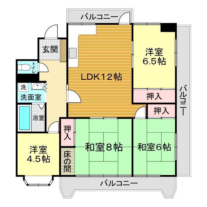 友田ビルサンハイツ(4LDK/4階)の間取り写真