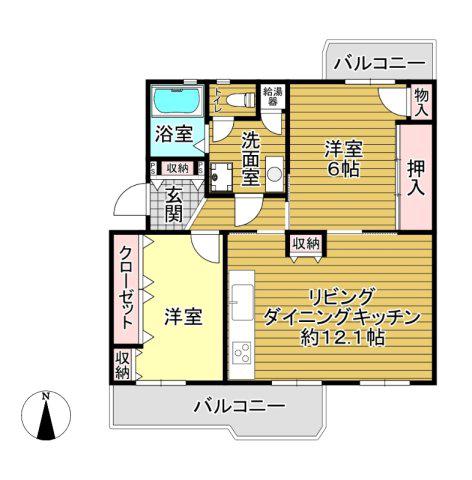 堀込第32-3-1号棟(2LDK/3階)の間取り写真