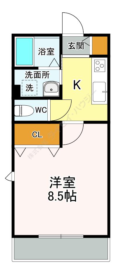 ディアオールMY(1K/2階)の間取り写真