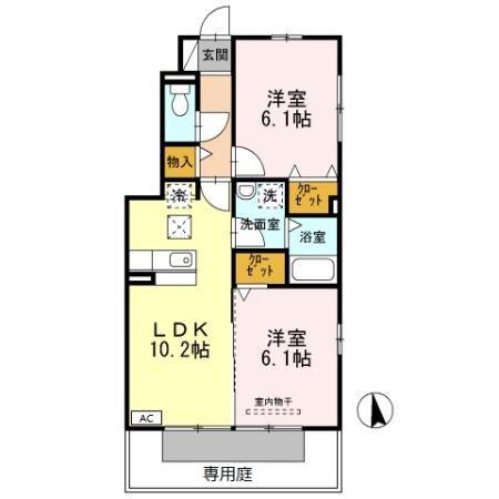 ルミエールA(2LDK/1階)の間取り写真