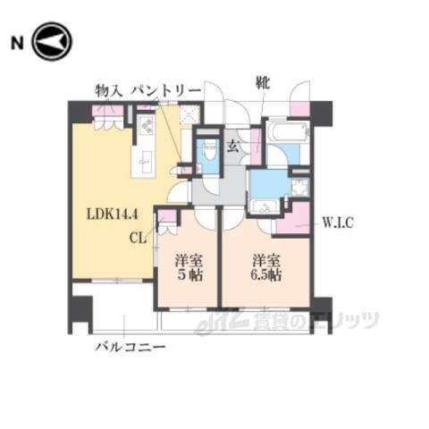 プレミスト京都二条城北(2LDK/6階)の間取り写真