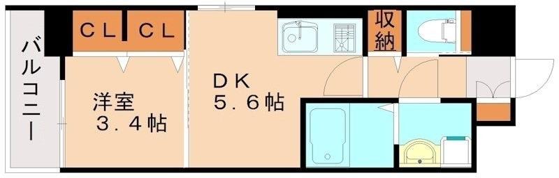 ギャラクシー南福岡駅前(1DK/4階)の間取り写真