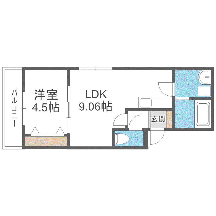 エフビル14(1LDK/2階)の間取り写真