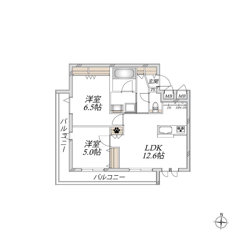 イル・ラシーヌV(2LDK/3階)の間取り写真