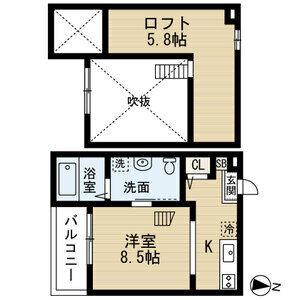 KAHALE小本(ワンルーム/2階)の間取り写真