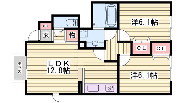 ソフィアコート A棟(2LDK/1階)の間取り写真