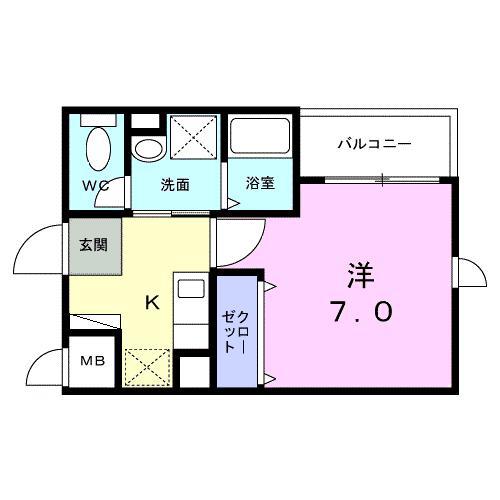 ヴァンベェール27(1K/2階)の間取り写真