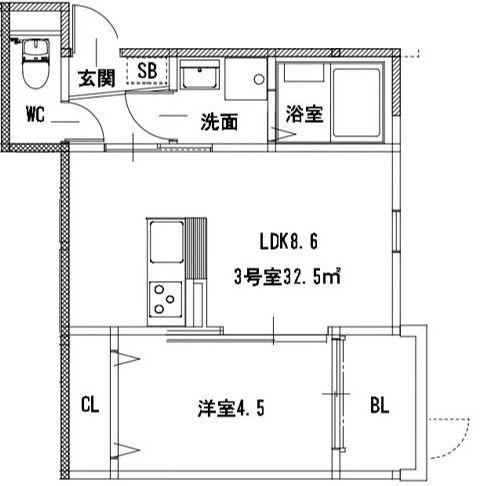 フォレスト渡鹿(1LDK/1階)の間取り写真