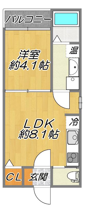 香里園駅歩6分の綺麗なお部屋安心のオートロック付(1LDK/3階)の間取り写真