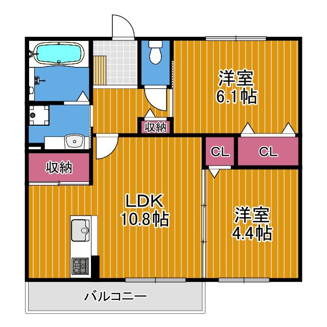 サウス グランツ2号棟(2LDK/2階)の間取り写真