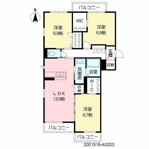 ハッピーステイ(3LDK/2階)の間取り写真