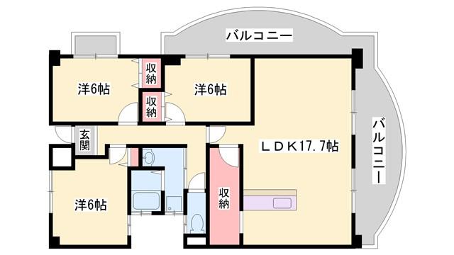 メゾン芳村(3LDK/3階)の間取り写真