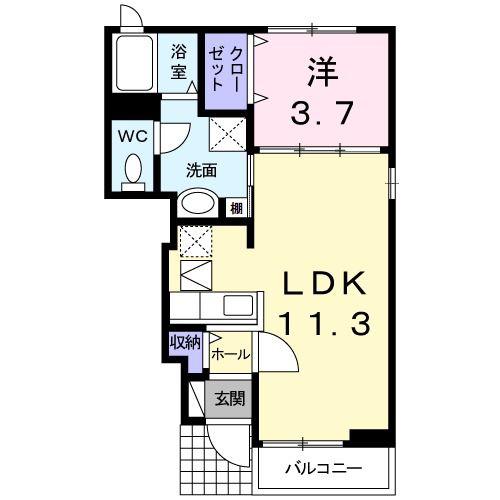 クレッシェンドII(1LDK/1階)の間取り写真