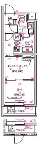 REGALIZ武蔵小山(1DK/1階)の間取り写真