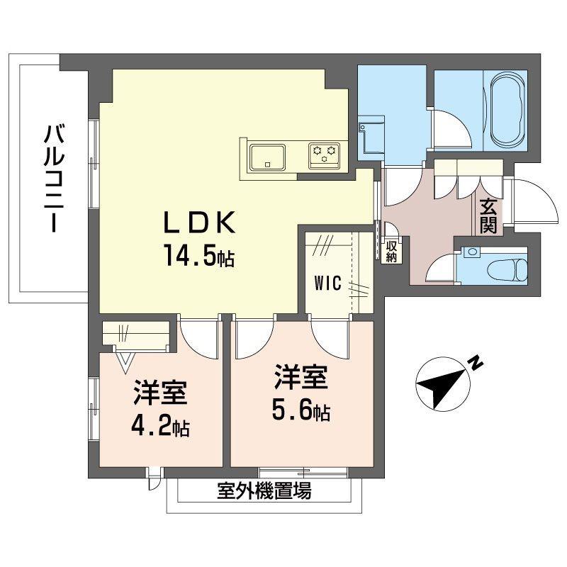 ベルカント(2LDK/2階)の間取り写真