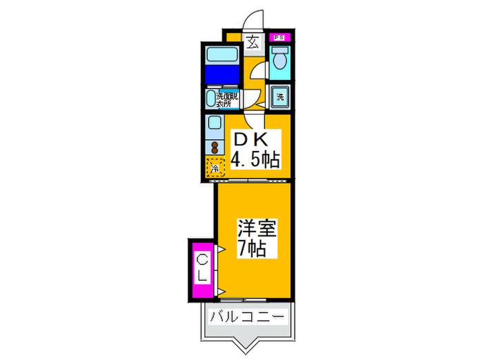 山本グリーンヴィレッジII(1DK/7階)の間取り写真