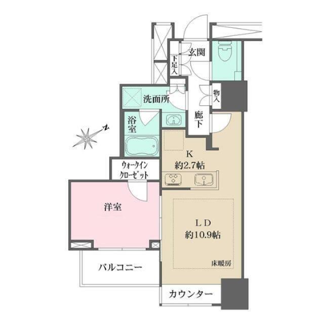 ザ・パークハウス三軒茶屋タワー(1LDK/3階)の間取り写真