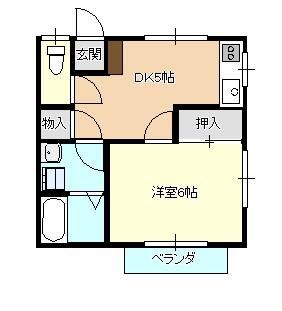 ソレイユ NOGI(1DK/2階)の間取り写真