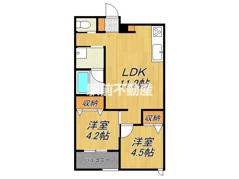 GIADA(2LDK/2階)の間取り写真
