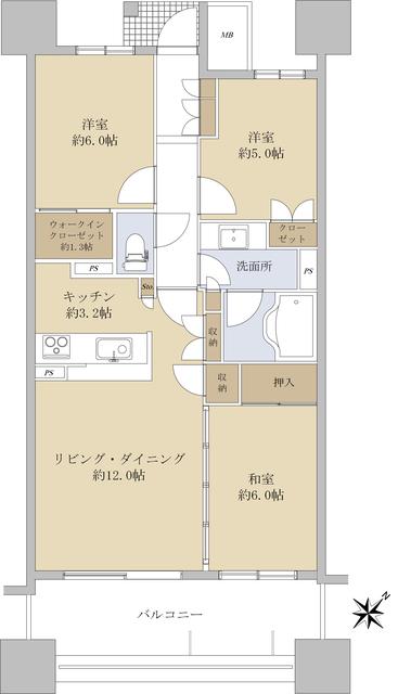 シティハウス仙台榴岡ツインタワーズ(3LDK/13階)の間取り写真