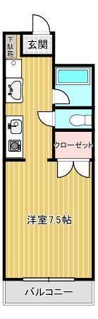 リモージュ(1K/1階)の間取り写真