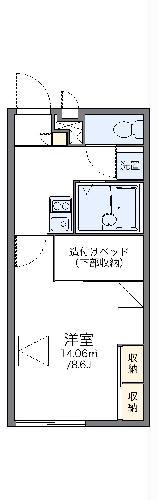 レオパレスハートフル(1K/1階)の間取り写真