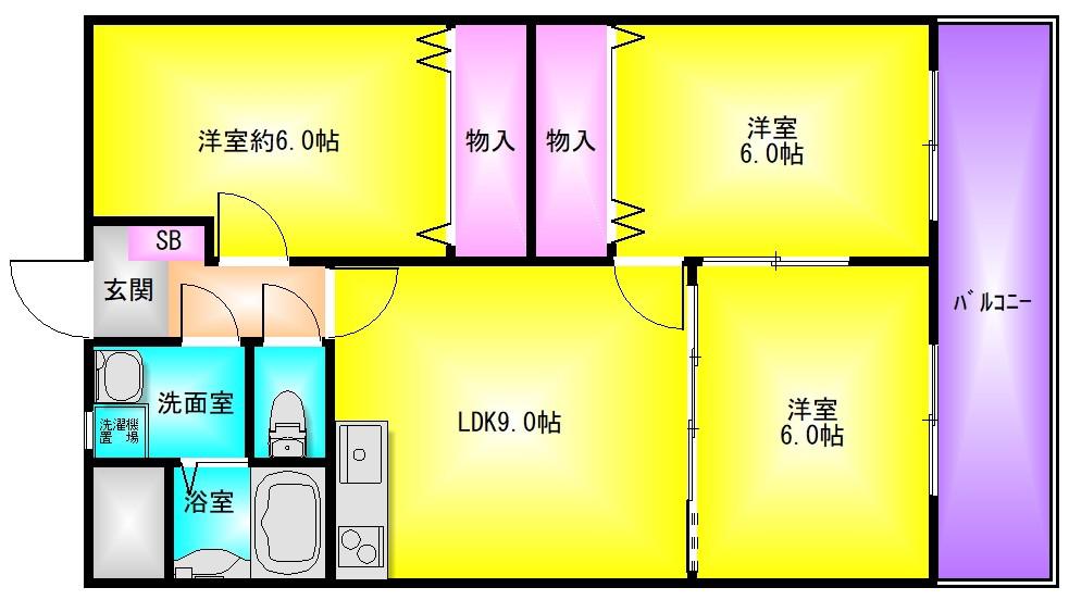 サンウォーク(3LDK/2階)の間取り写真