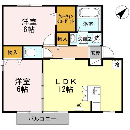 セジュールアルファーC棟(2LDK/2階)の間取り写真
