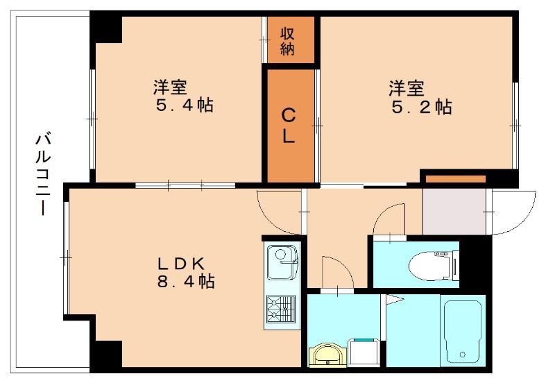 オールセインツ(2LDK/8階)の間取り写真