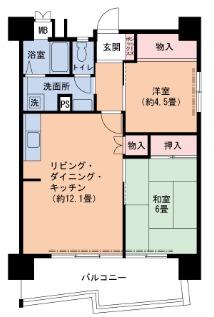 UR武庫川 3号棟(2LDK/6階)の間取り写真
