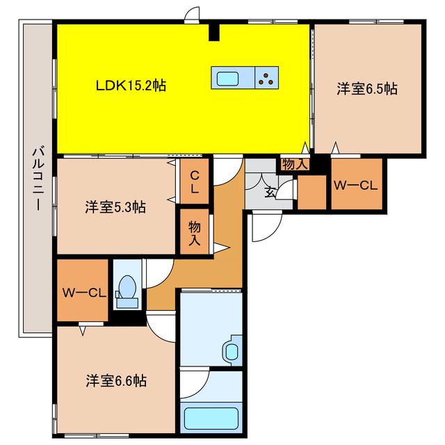 ソテ・ドゥシュA(3LDK/1階)の間取り写真