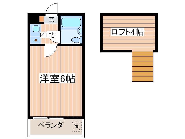ジュネパレス新検見川第3(1K/2階)の間取り写真
