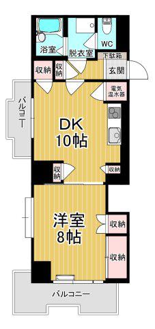 タワーレジデンシア鹿沼(1DK/9階)の間取り写真